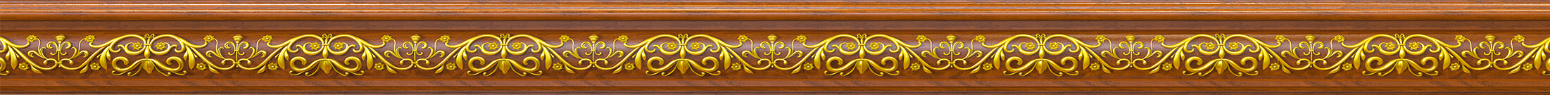 Thick wood trim with inlayed gold decoration